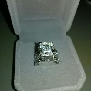 Beautiful large simulated diamond engagement ring.